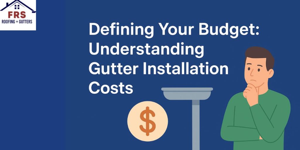 Illustration showing gutter installation process and factors affecting costs