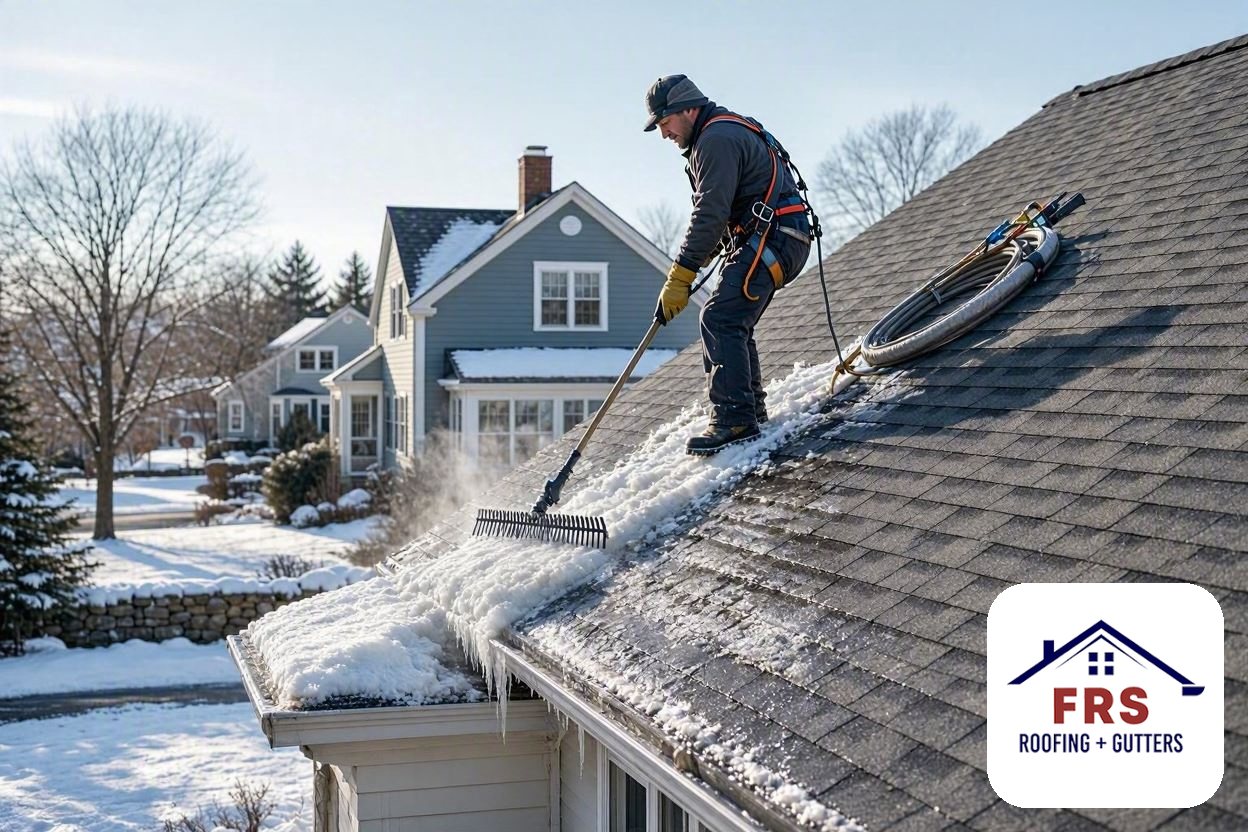 Roof Snow Removal by FRS Roofing in Greater Massachusetts