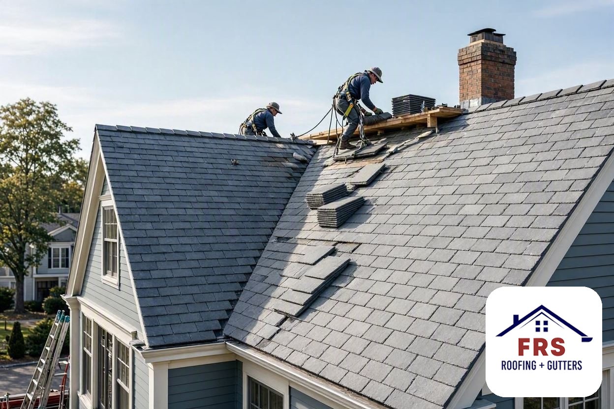 Slate Tile Roofing by FRS Roofing in Greater Massachusetts